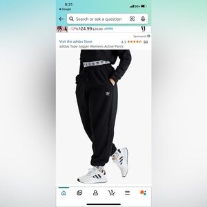 NWT Adidas $65 women’s black small joggers